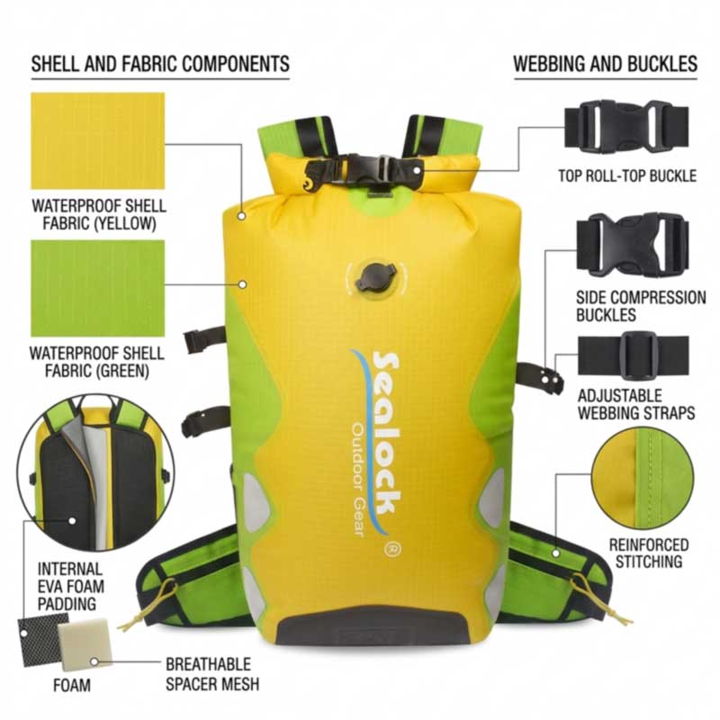 Treoir Ábhar Backpack uiscedhíonach