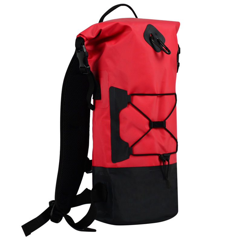 Backpack mála tirim uiscedhíonach le haghaidh cadhcála